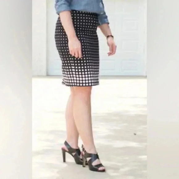 J. Crew Polka Dot Pencil Skirt Black White Back Zipper Ombre Dots Size 2 - Picture 4 of 4